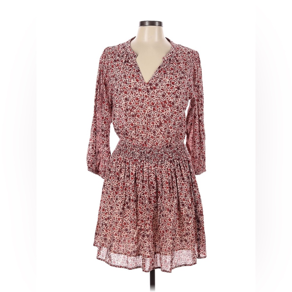 Sundry Red Floral Long Sleeve Cotton Dress Size medium